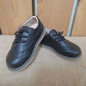 MG Baby Toddler Oxford Dress Shoes Black Leather Size US 7 EU 25 Excellent